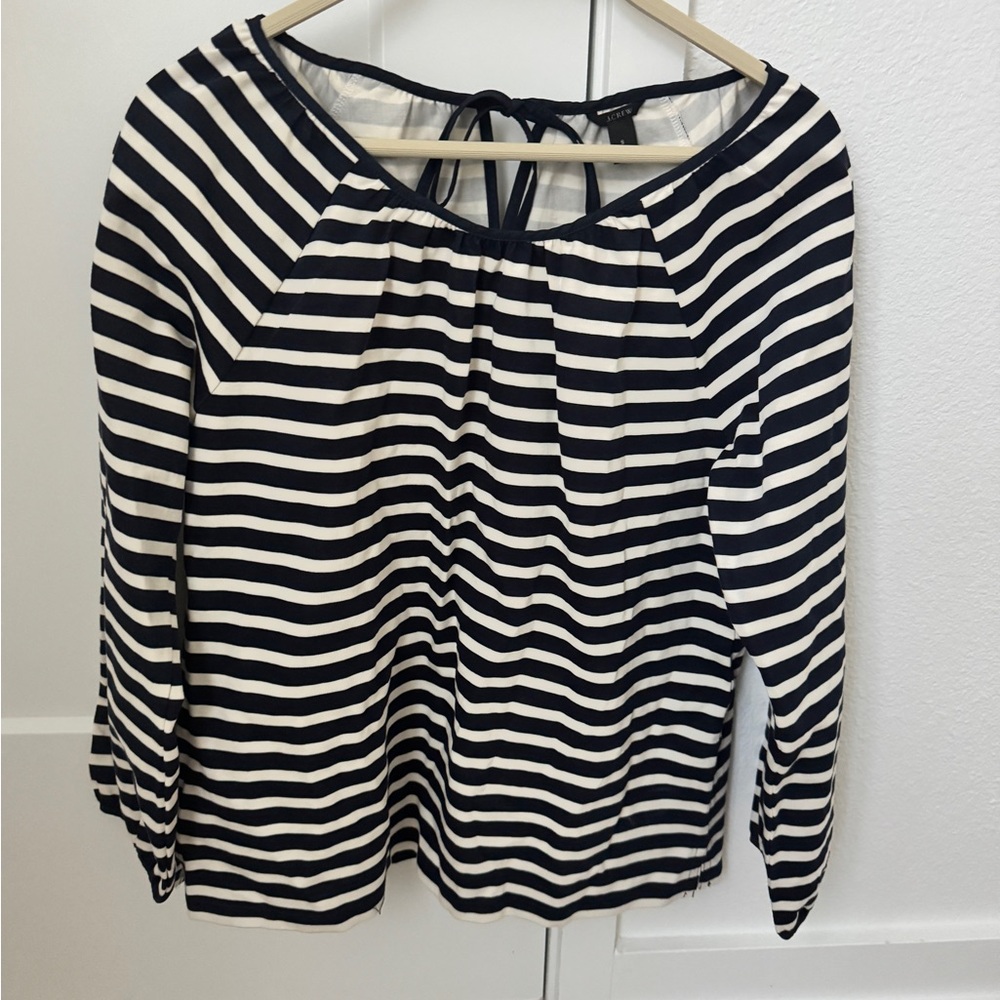 J. Crew Black and White Striped Blouse